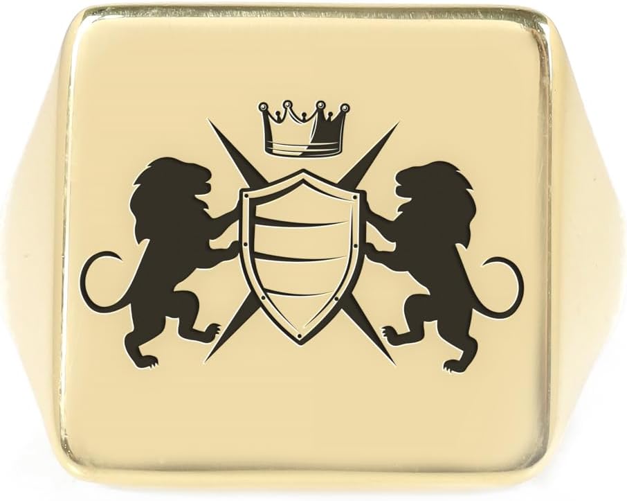 Royalty Engraving Ring - Personalized Royal Ring - Square Shaped Ring - Bold Statement Ring - Unisex Ring
