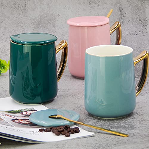 Taza de cerámica mate con cuchara y tapa 450 ml miniatura 7