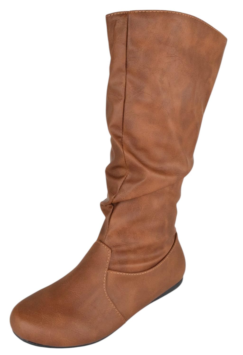 Forever Women Flat Heel Slouchy Mid-Calf Basic Light Weight Boots Side Zipper Selena