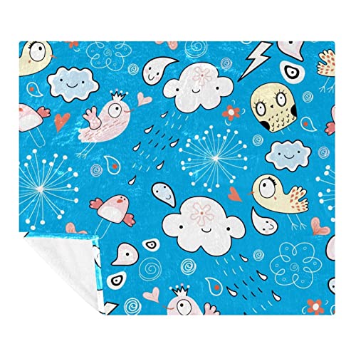 Couverture microfibre légère imprimé oiseaux pour soirées canapé et moments cocooning