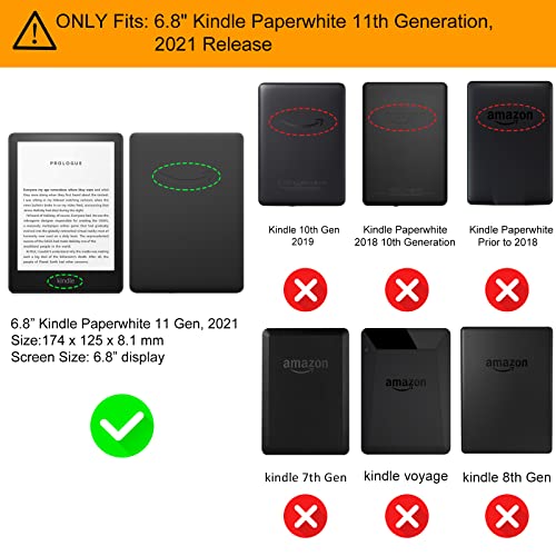 WALNEW Hülle für 6,8-Zoll Kindle Paperwhite 11. Generation 2021, Kickstand Schutzhülle Tasche für Neue Kindle Paperwhite Signature Edition eReader mit Zwei Handschlaufe und Auto Sleep/Wake Funktion