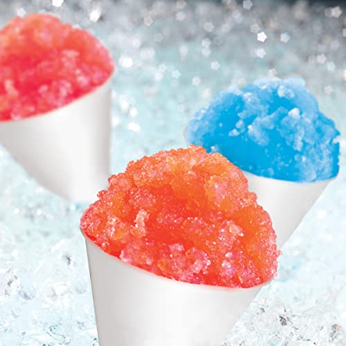 Image of Nostalgia Premium Snow Cone Syrup Party Kit, 20 Snow Cones, 20 Spoons /Straws, Blue Raspberry, Cherry, Cotton Candy