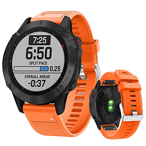 DOB SECHS Watch Band Compatible With Fenix 5 22mm Width Fenix 5 / Fenix 5 Plus / Fenix 6 / Fenix 6 Pro / Forerunner 935 / Forerunner 945 / Quatix 6 / Quatix 5 - Orange