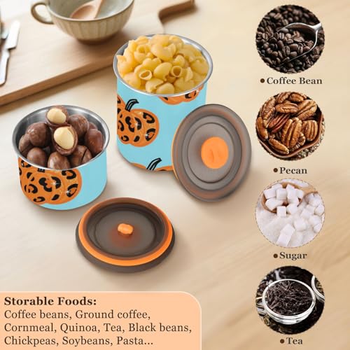 Contenedor de café acero inoxidable diseño Blue Leopard Pumpkin miniatura 6