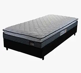 Cama Box Colchão Espuma D33 Pillow Top Millenium Cinza/Preto Hellen - Suporta até 120kg por Pessoa (Solteiro)