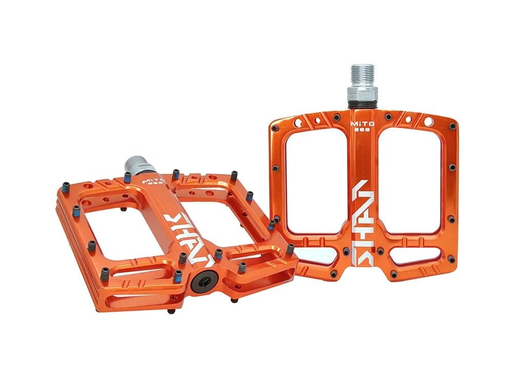 JIASHUNHE Bike Pedals Bicycle Pedals Bearings MTB Anti-slip Ultralight Aluminum Mountain Road Bike Platform Cycling Accessori(Orange)