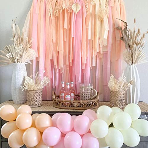 Image of PartyWoo Pink Crepe Paper Streamers 6pcs 492ft Pack of Light Hot Dark Pink Peach Ivory White Crepe Paper Streamers for Birthday Gender Reveal Baby Shower Graduation Bachelorette Party Decorations