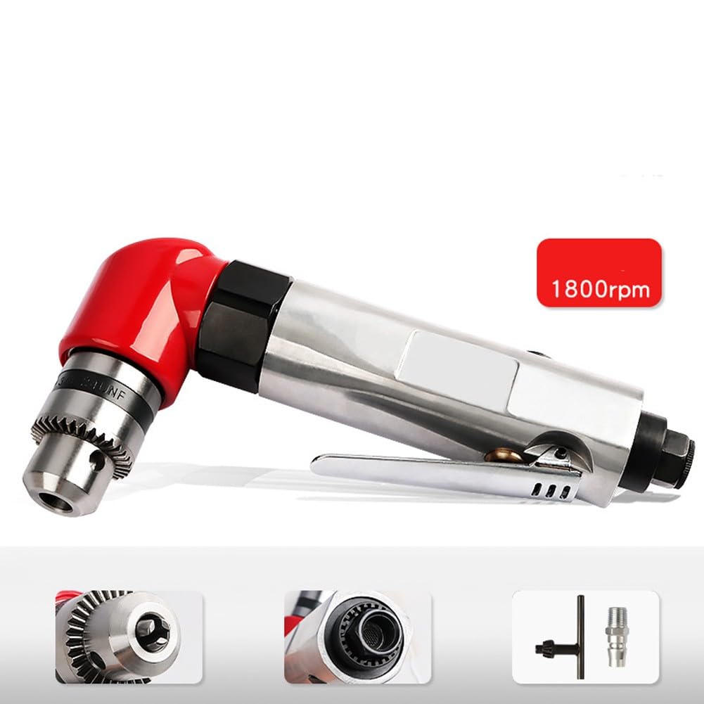 Perceuse pneumatique légère à angle droit avec mandrin de 1,5 à 10 mm, outil pneumatique 1800 tr/min pour percer dans des espaces restreints, 90 PSI