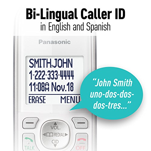 Panasonic DECT 6.0 Expandable Cordless Phone with Answering Machine and Smart Call Block - 2 Cordless Handsets - KX-TGD532W (White)