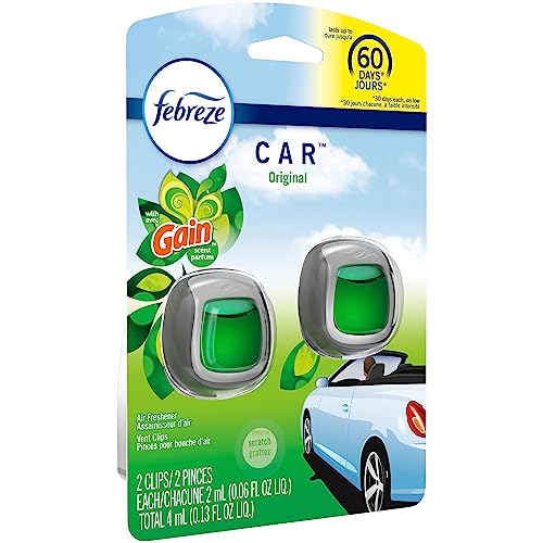 Image of Febreze Car Air Freshener Vent Clip Gain Original Scent, .06 oz. Car Vent Clip, 2 Count