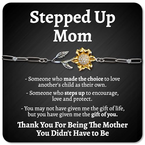 Love You This Much Sentimental Stepped Up Mom Necklace Gift Set with Card, Meaninful Bonus Mom Gift, Birthday Gift for Stepmom, Best Stepmother Gift