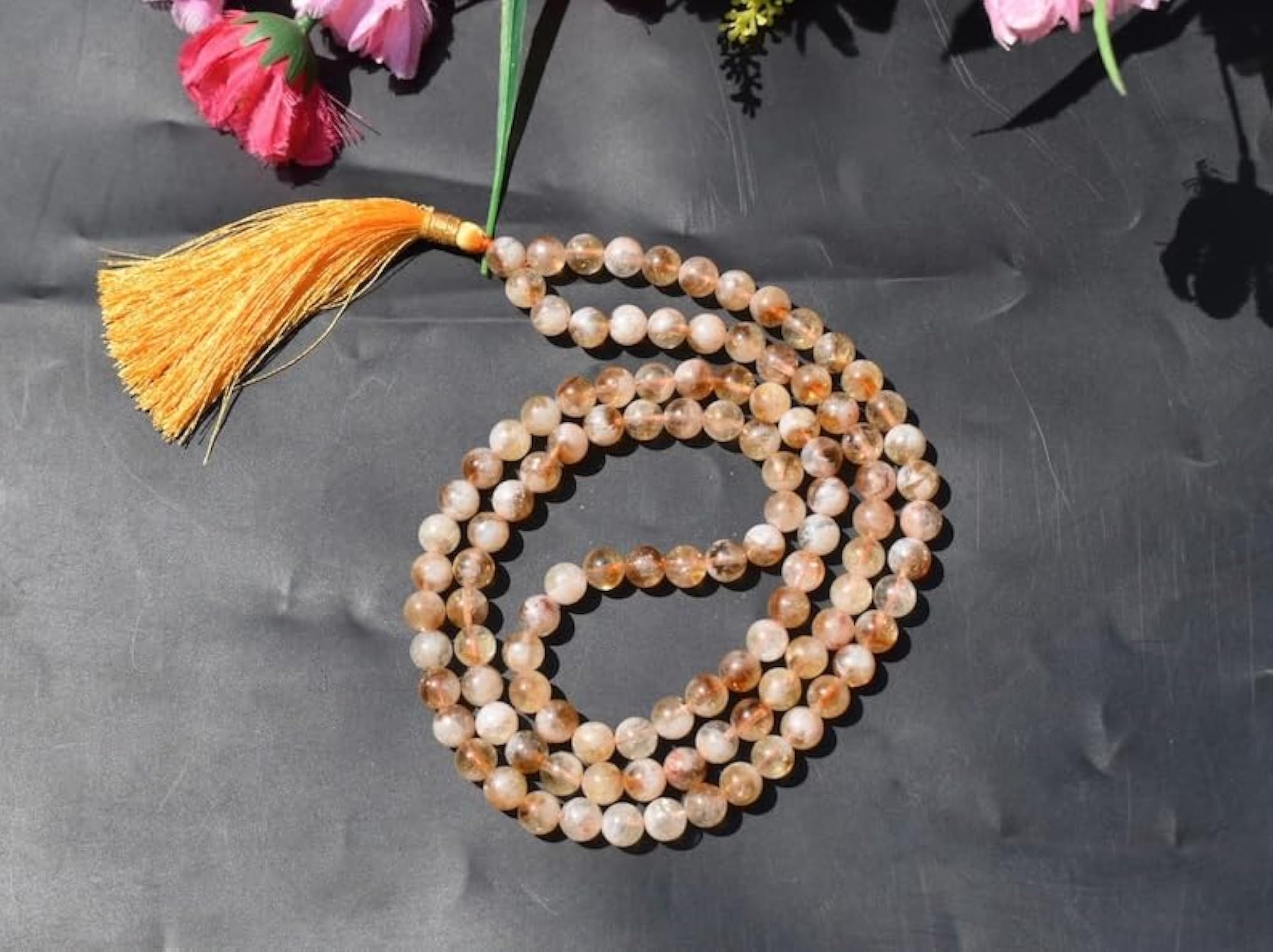 Natural Citrine 6MM Beaded Handmade Prayer Mala Necklace