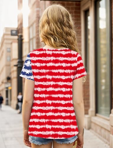 Arshiner Girls July 4th American Flag T Shirts Patriotic Short Sleeves Shirts Blouse Tops Tee3