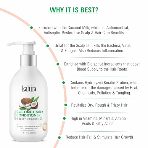 Image of Natural Coconut Milk Conditioner | With Organic Virgin Coconut Oil | Intensive Conditioning for Thick, Weak or Damaged Hair | Dermatologically Tested | 300ml (10.1 Fl. Oz.)