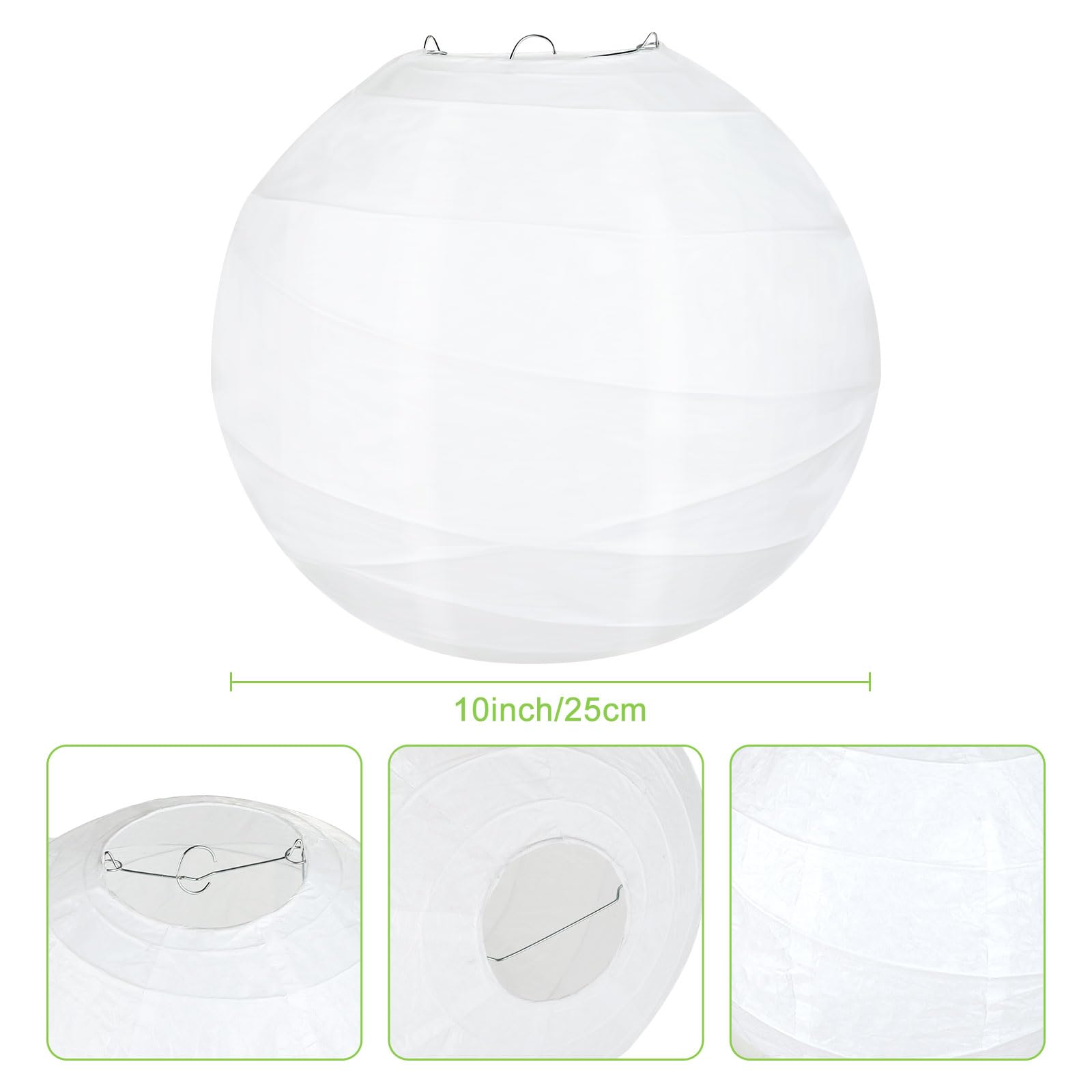 LIHAO Lampion Lantern Carta Sospesa Parati Giorni Bianco, 25 cm, 1 pz