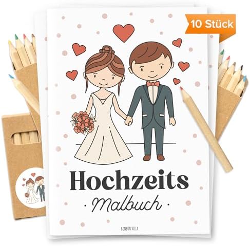 Wedding Colouring Book for Children, Set of 10 with Colouring Pencils, Children's Activity Wedding, Guest Gift, Wedding, Colouring Book for Wedding - View 3