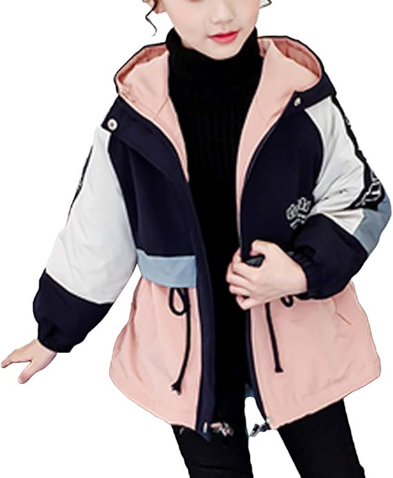 Amazon Zuoma子供服 ウインドブレーカー ガールズ 裏ボア 初春 秋 冬 ブルゾン ジップアップパーカー ウエスト紐通し 防風防寒 通学通園 お出かけ オシャレ 取り外し不可フード コート ジャケット 通販