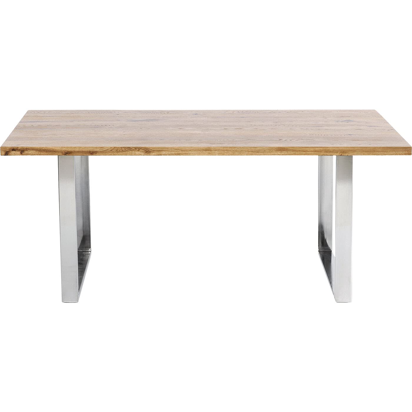 Kare Jackie Table à Manger Design pour 6 Personnes en Bois Massif avec Pieds en métal argenté Marron 76 x 160 x 80 cm
