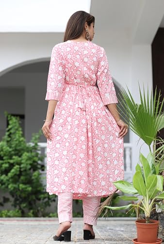 Image of Women's Stylish Rayon Nayra Cut Kurta Embroidered Work and Round Neck 3 /4 Sleeve with Pant Dupatta Set