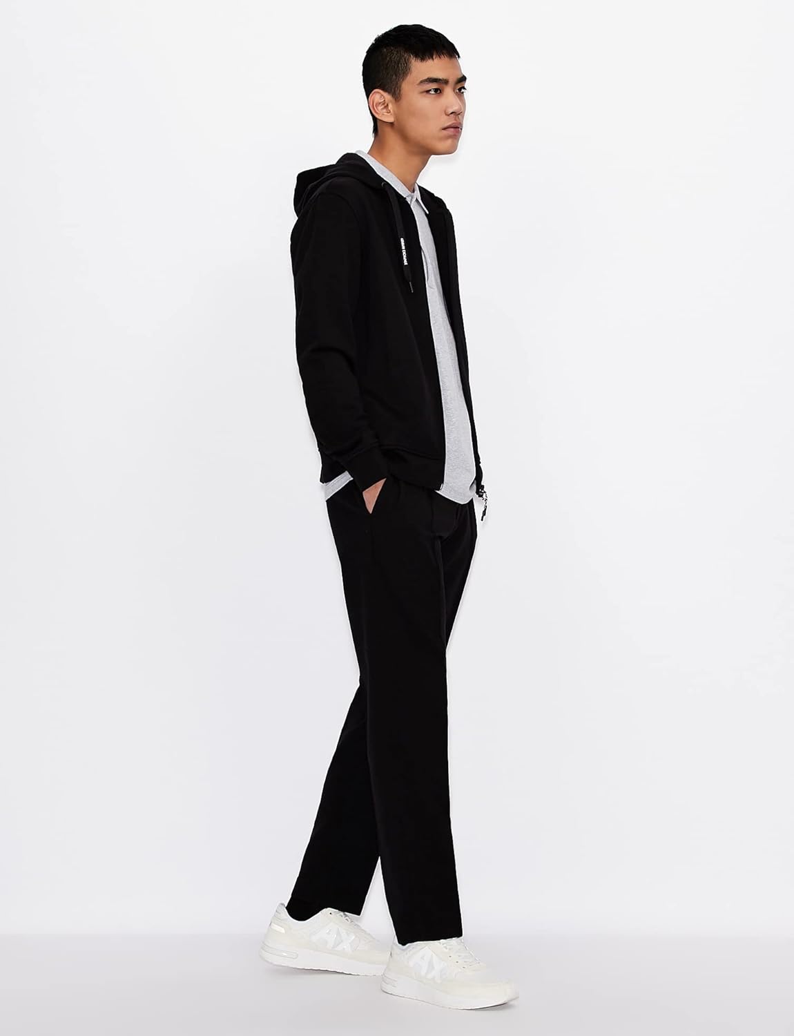 Armani Exchange Mens Logo Zip Jersey Polo - Image 4