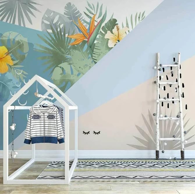Papier peint géométrique 3D plantes tropicales pour habiller un mur