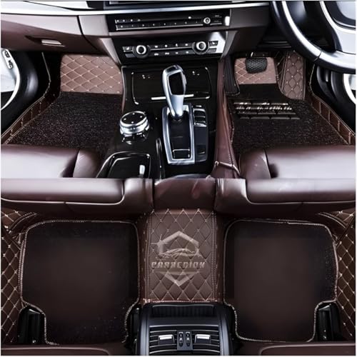 Image of 7D Premium Leatherette Car Foot Mat for Ford Endeavour Model (2017-2024)| Imparts Luxurious & Elegant Look | 100% Waterproof and Dust Proof | Custom Fitted Car Floor Tray Mat - Coffee
