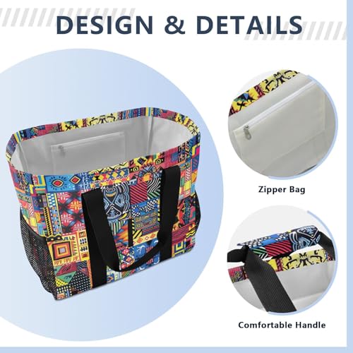 Nander Tribal Aztec Print Foldable Tote Bag Waterproof Sandproof Women Beach Bag Handbag Gym Bag Travel Shopping Bag3