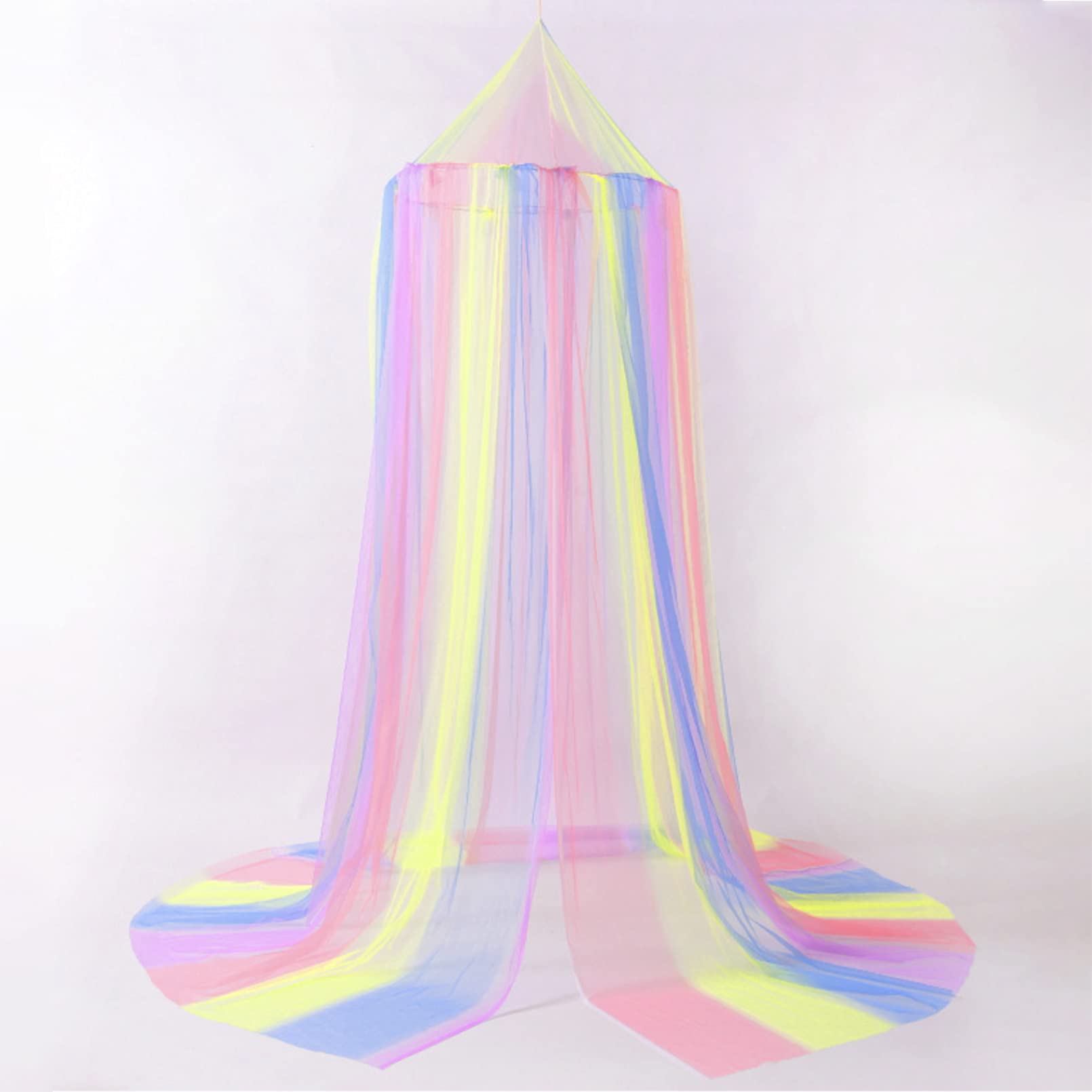 SHIKUNRainbow Round Dome Bed Canopy Mosquito Net Bed Tent Colorful Children's Tent Bed Curtain Children's Room Decoration for Boys, Girls, Kids Bed