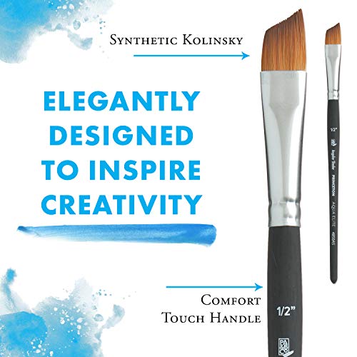 princeton aqua elite series 4850 synthetic kolinsky watercolor paint brushangle shader 12 inch