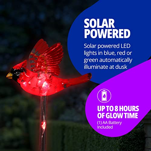Exhart Garden Stake, Set Of 3 Bird Garden Solar Lights Stakes, Colored Leds, Windywing Outdoor Garden Decorations, Cardinal, Hummingbird, And Blue Bird, 4 X 24 Inch #TOP2