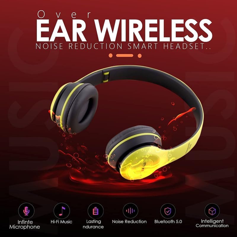 Image of Wireless Bluetooth Headphones | Foldable Over-Ear Stereo Headset with Built-in Mic