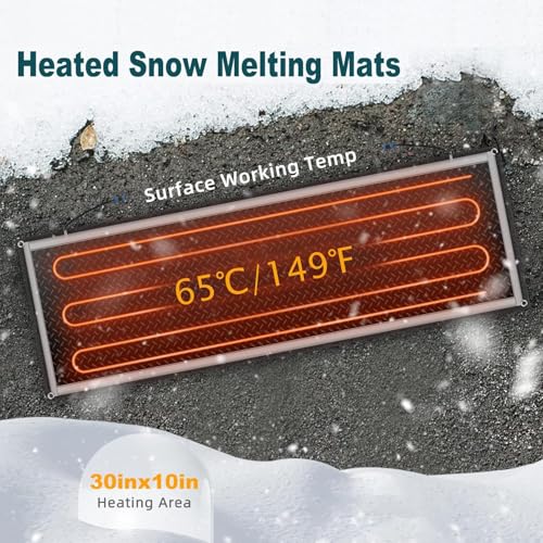 Tapis chauffant pour faire fondre la neige dans les escaliers et les entrées de véhicules : tapis chauffants antidérapants pour enlever la neige en hiver, 5 pièces - 10 x 48 po