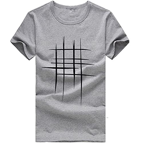 Shirts for Men 3D Striped Printing Short Sleeve Round Neck Solid Color Tops Tee Summer Casual Loose Blouse