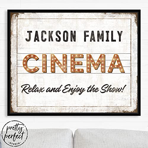 Pretty Perfect Studio Custom Cinema Movie Sign For Home Theater, Family Movie Night Media Game Room Decorations 8"X10" #TOP4