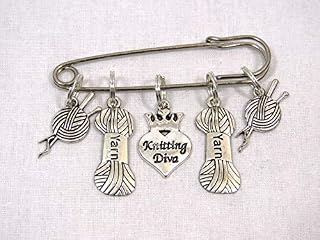 Knitting Diva - 5 Silver Knitting Stitch Markers