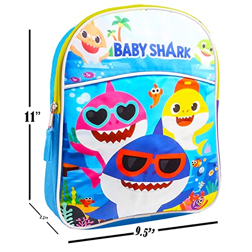Baby Shark 11" Mini School Backpack for Kids ~ 4 Pc Bundle With Small Baby Shark School Bag, Toy Story And Finding Dory Stickers, and Door Hanger (Baby Shark School Supplies Set)2