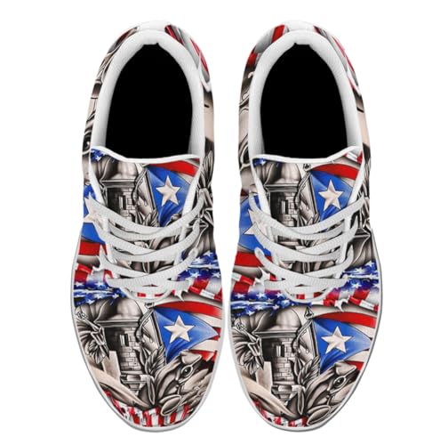 Sonzj-II Puerto Rico Shoes for Men Women Running Sneakers Breathable Casual Sport Tennis Shoes Boricua Gift
