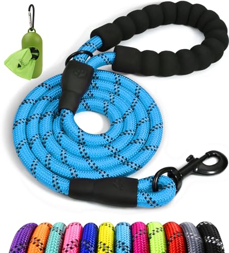 Taglory Taglory Rope Dog Leash for Medium Large Dogs, 5 FT Padded Handle, Blue