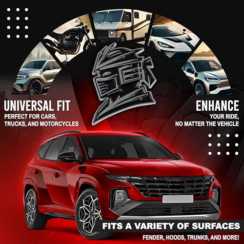 Image of Samurai Emblem, Custom 3D Car Badge - Universal Exterior Accessories for Car, Truck, SUV, Motorcycle (Set of 2) (Chrome)