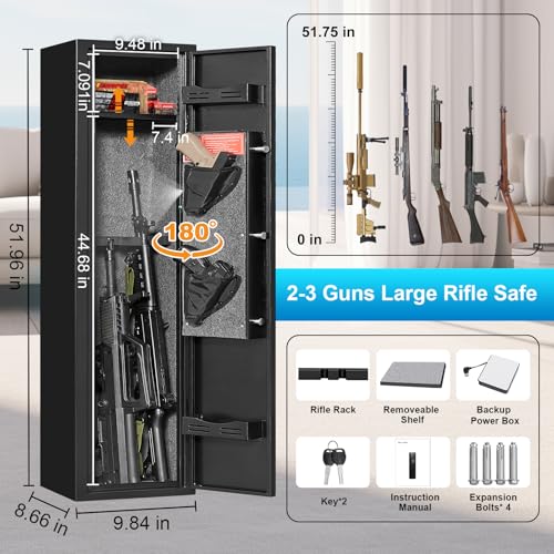 Image of Marcree 2-3 Gun Safe, Gun Safe for Rifles and Pistols, Gun Cabinets for Rifles and Shotguns with Dual Alarm System, Rifle Safe, Gun Safes for Home Rifle and Pistols, No Assembly