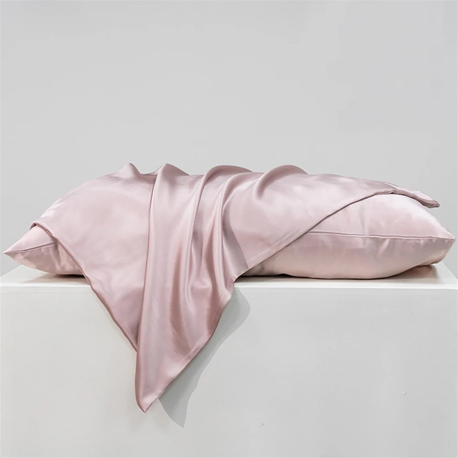 Fundas de Almohada de Seda, Funda De Almohada Seda Morera Natural Pura, 19 Momme, Cremallera Oculta, Salud La Piel del Cabello, Varios Tamaños(Silver,Japan 43x63cm)