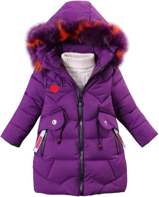 Doudoune D'hiver Pour Enfant SXSHUN - à Capuche, Coupe-vent, Polaire Intérieure, Fermeture Zip + Pressions | Pour Garçon Et Fille, Tailles 5-6 Ans à 13-14 Ans