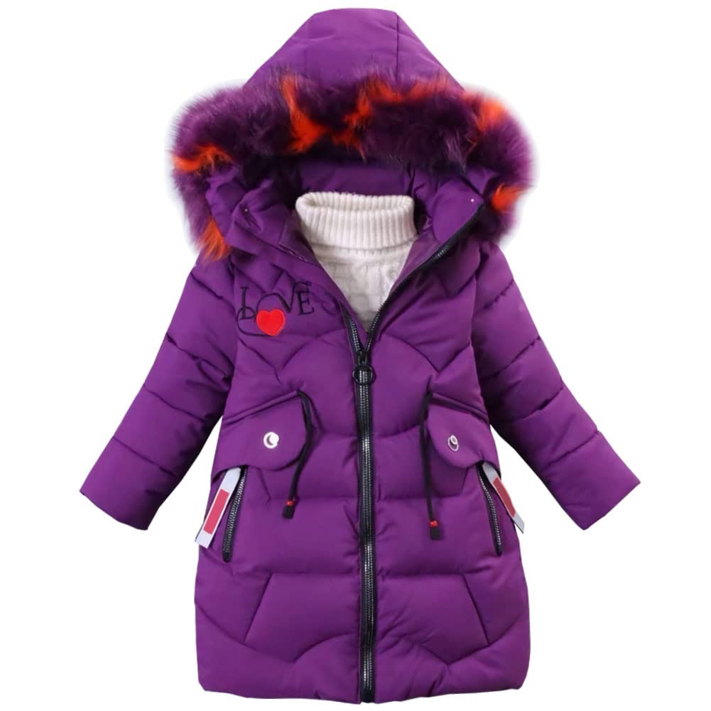 Chaqueta de plumas para niño o niña, abrigo acolchado con capucha de piel, chaqueta cortavientos de invierno gruesa y cálida