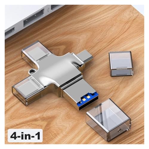 Adaptador USB C OTG 4 en 1 con lector de tarjetas tipo micro USB y Lightning para tableta 3