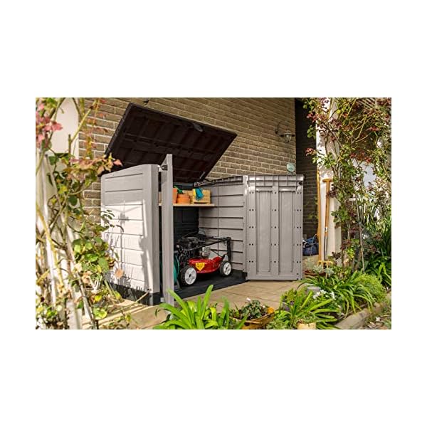 Keter Store it out Pro Mülltonnenbox mit Gasdruckfeder, wetterfest, abschließbar, beige, 1.200 L, 145,5 x 82 x 123cm… – Bild 5
