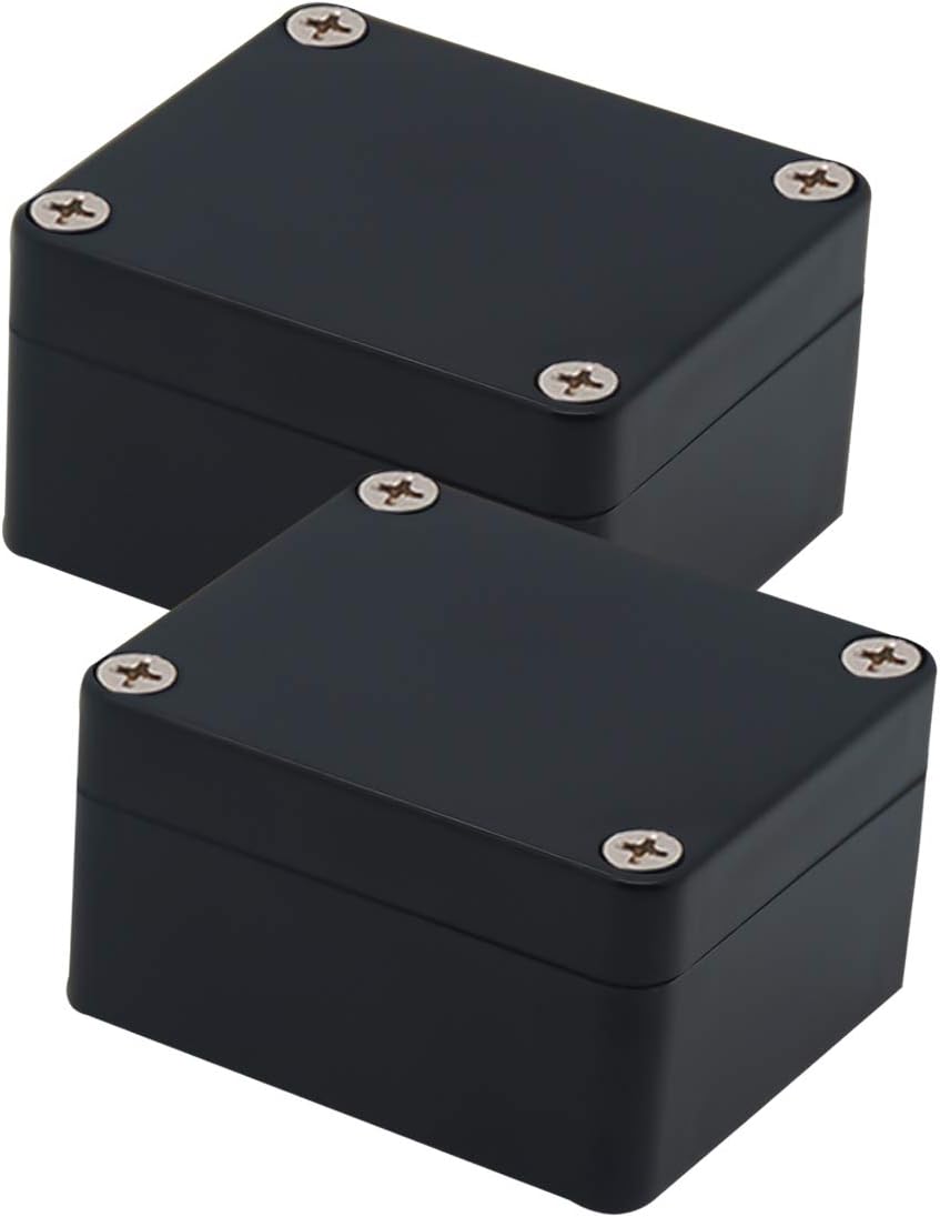 Junction Box, Zulkit Project Box IP65 Waterproof Outdoor Box ABS Plastic Electrical Boxes Electronic Enclosure Black 2.48 x 2.28 x 1.38 inch (63 x 58 x 35mm) (Pack of 2)
