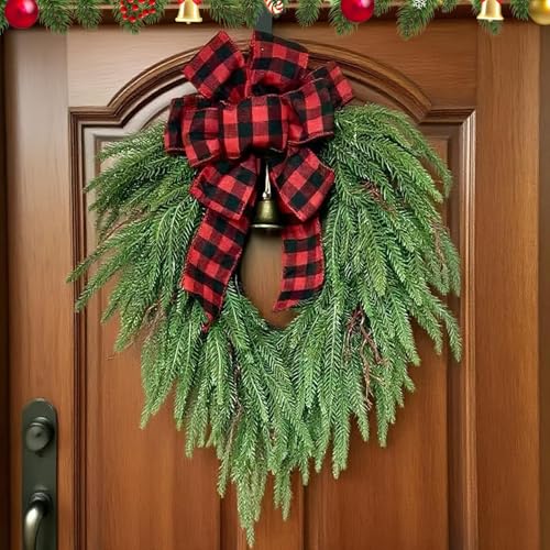 Couronne de Noël pour porte extérieure accrochable facilement sans abîmer - 4