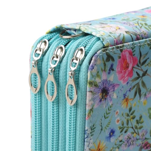 Image of Portable Colored 72 Slots Pencil case Organizer with Printing Pattern for Watercolor Pens, Pencil Case Organizer for Artist