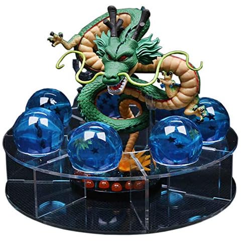 NEBAISEN Resin Shenron Figure Set 15cm Shenlong Statue + 4.3cm Blue Crystal Balls + Stand with Gift Box for Halloween Christmas Holiday Birthday Party Home Decoration Cover