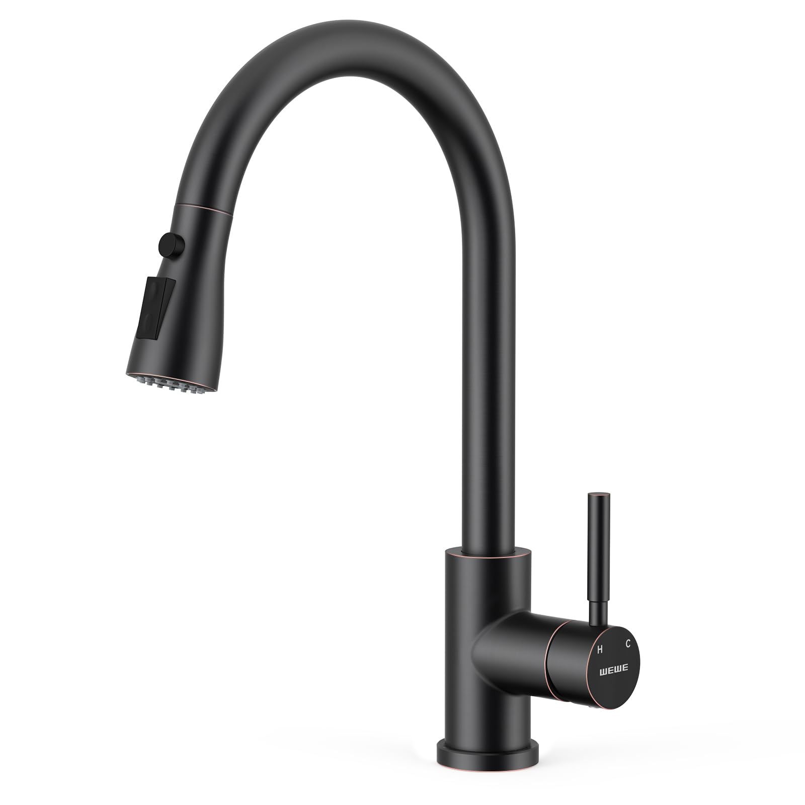WEWE Kitchen Faucets with Pull Down Sprayer, Stainless Steel Single Handle 1 Hole for Family Kitchen Commercial Camper Laundry Rv Bar, Oil Rubbed Bronze Oil Rubbed Bronze Modern